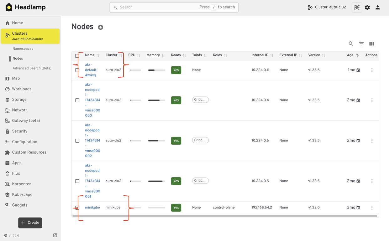 使用 Headlamp 从单集群扩展到多集群工作流程